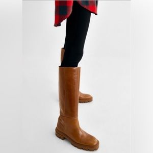 NEVER WORN Genuine Leather Knee High Lug Boots
